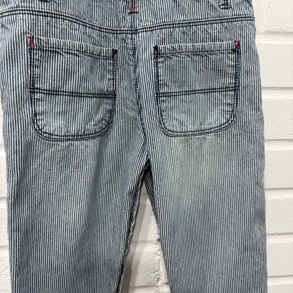 OshKosh BGosh Hickory Stripe Denim Bib Overalls Blue Pink Girls 24 Mos Railroad - Picture 13 of 13
